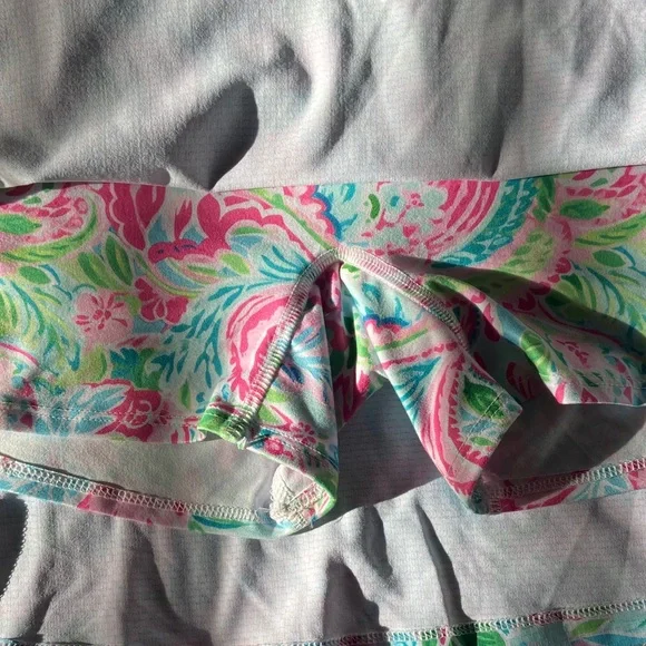 Lulu-B Colorful Paisley Mini Skort Pink and Green - Picture 4 of 7